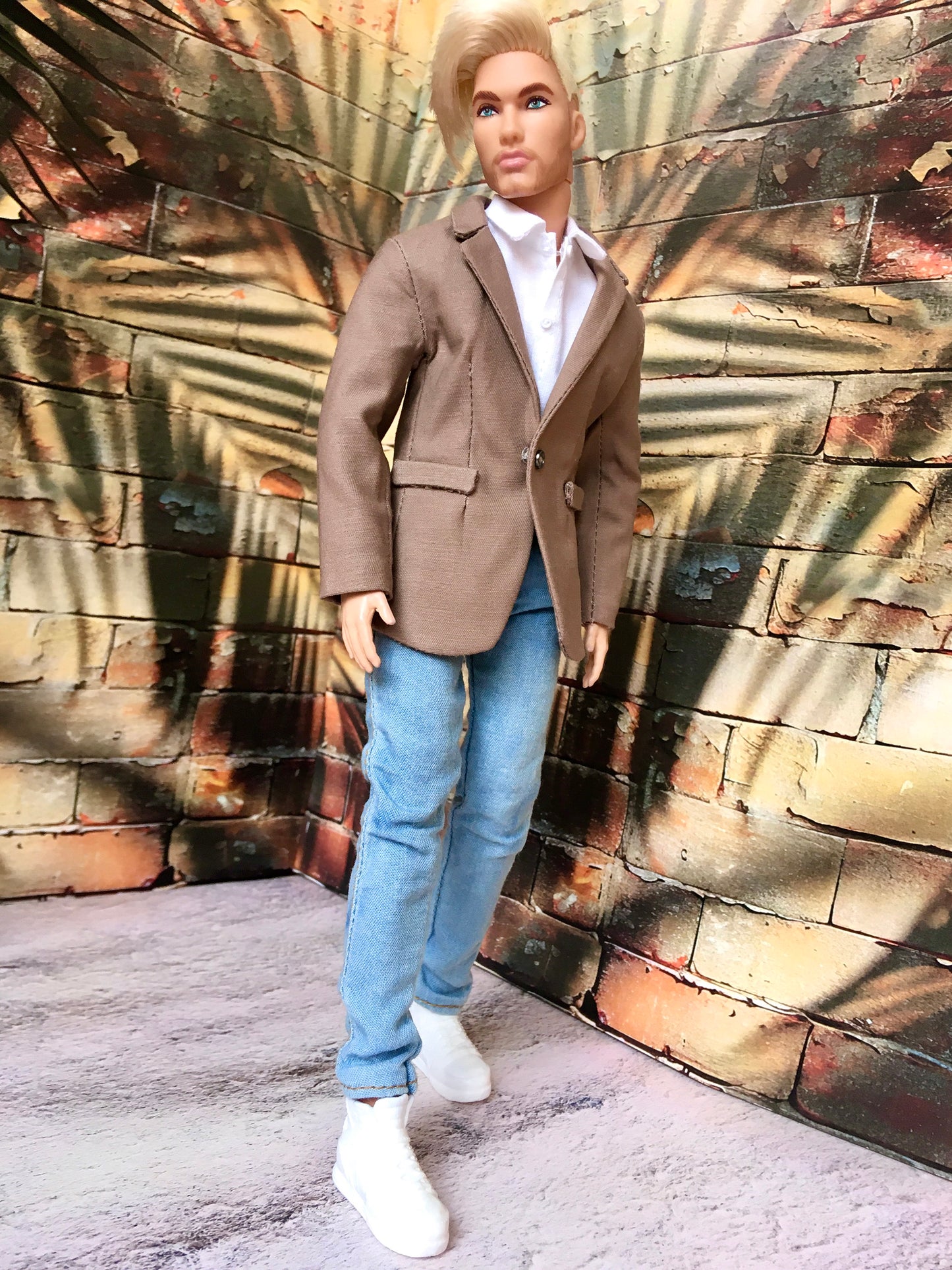 BQ-CHELTON – Beige Cotton Blazer for 12" 1/6 Scale Ken Dolls - www.bouutique.com