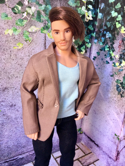 BQ-CHELTON – Beige Cotton Blazer for 12" 1/6 Scale Ken Dolls - www.bouutique.com