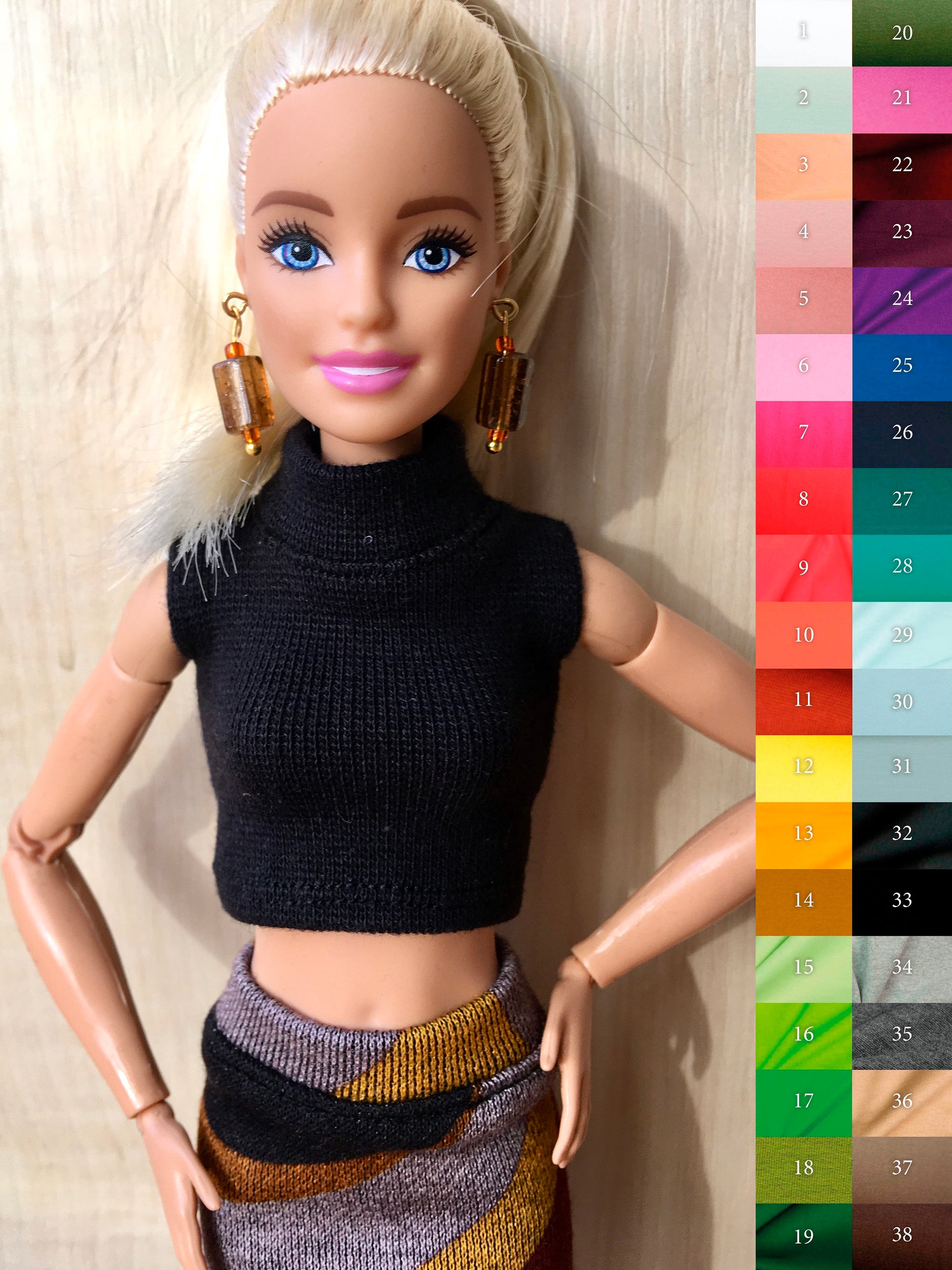 BQ-CHIC – Turtleneck Crop Top for 11.5" 1/6 Scale Fashion Dolls (Multiple Colors)