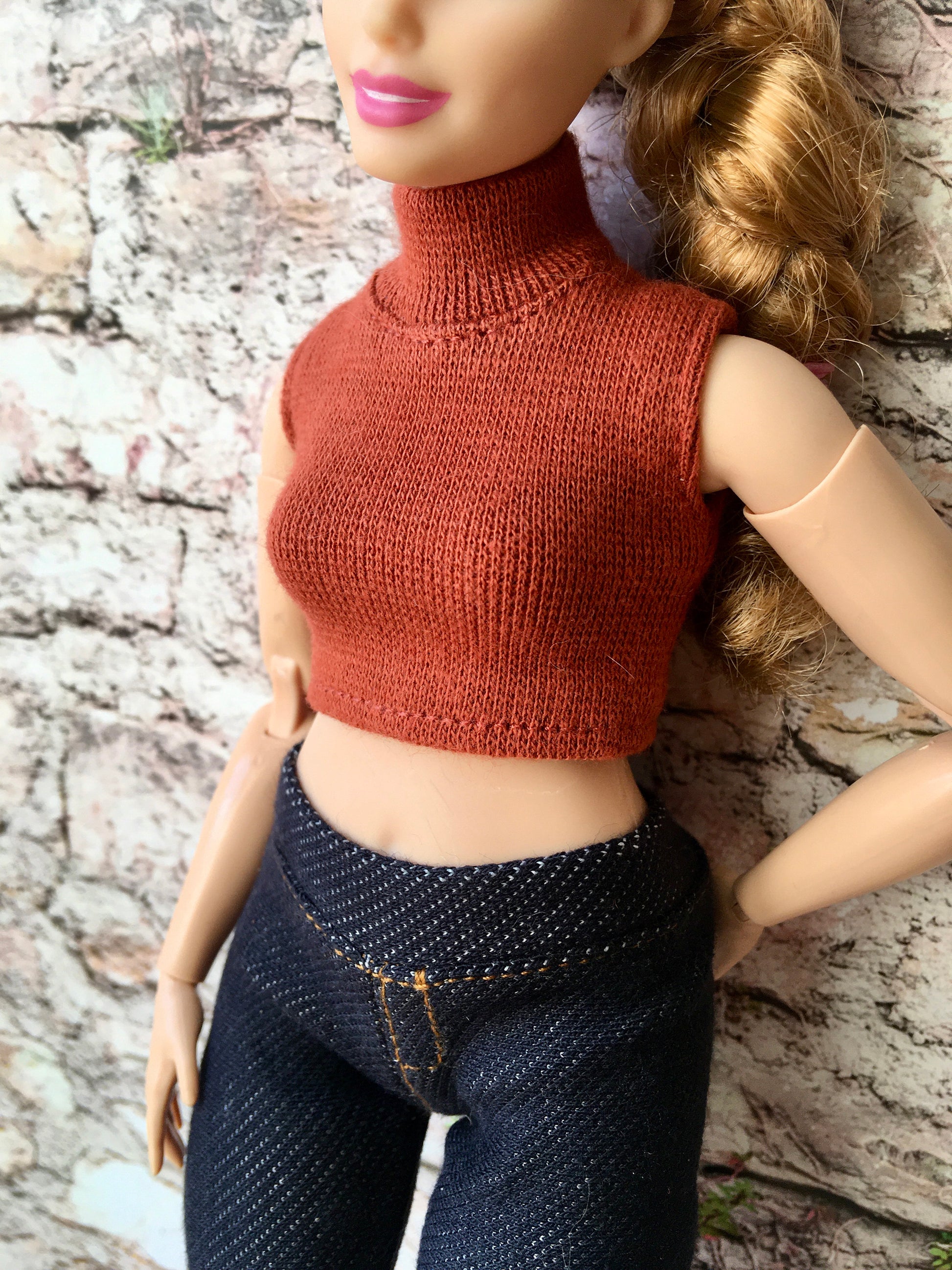BQ-CHIC – Turtleneck Crop Top for 11" 1/6 Scale Curvy Fashion Dolls (Multiple Colors)