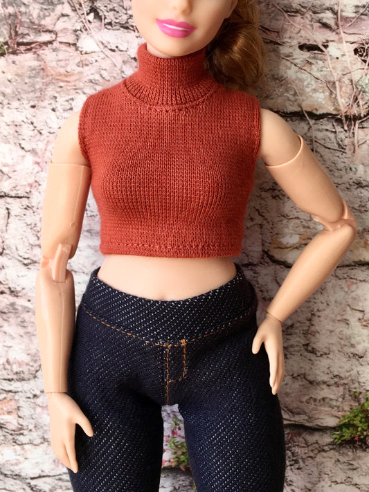 BQ-CHIC – Turtleneck Crop Top for 11" 1/6 Scale Curvy Fashion Dolls (Multiple Colors)