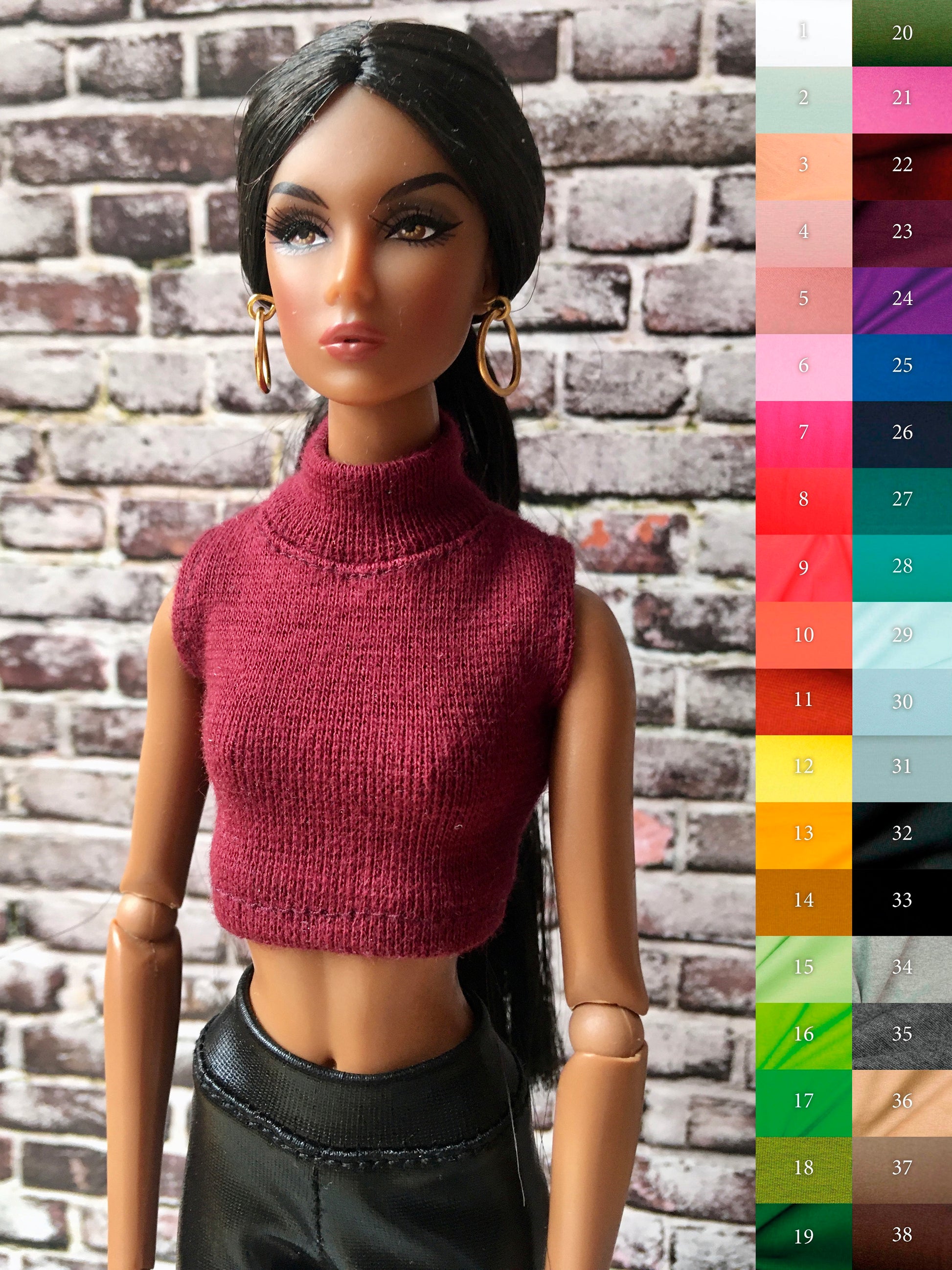 BQ-CHIC – Turtleneck Crop Top for 12.5" 1/6 Scale Fashion Dolls (Multiple Colors)