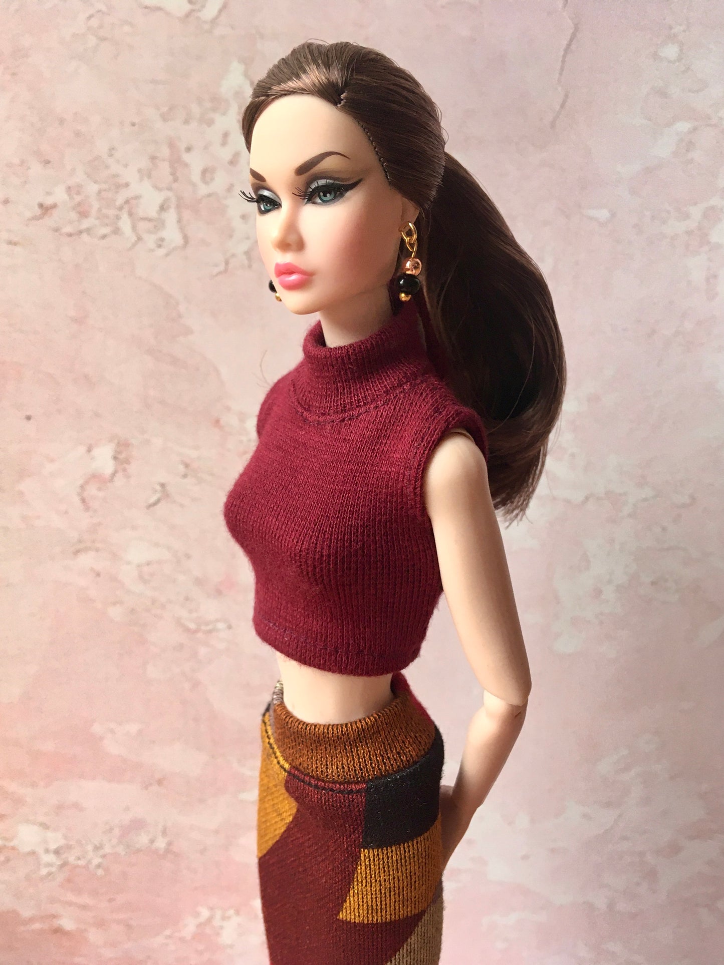BQ-CHIC – Turtleneck Crop Top for 12" 1/6 Scale Fashion Dolls (Multiple Colors)