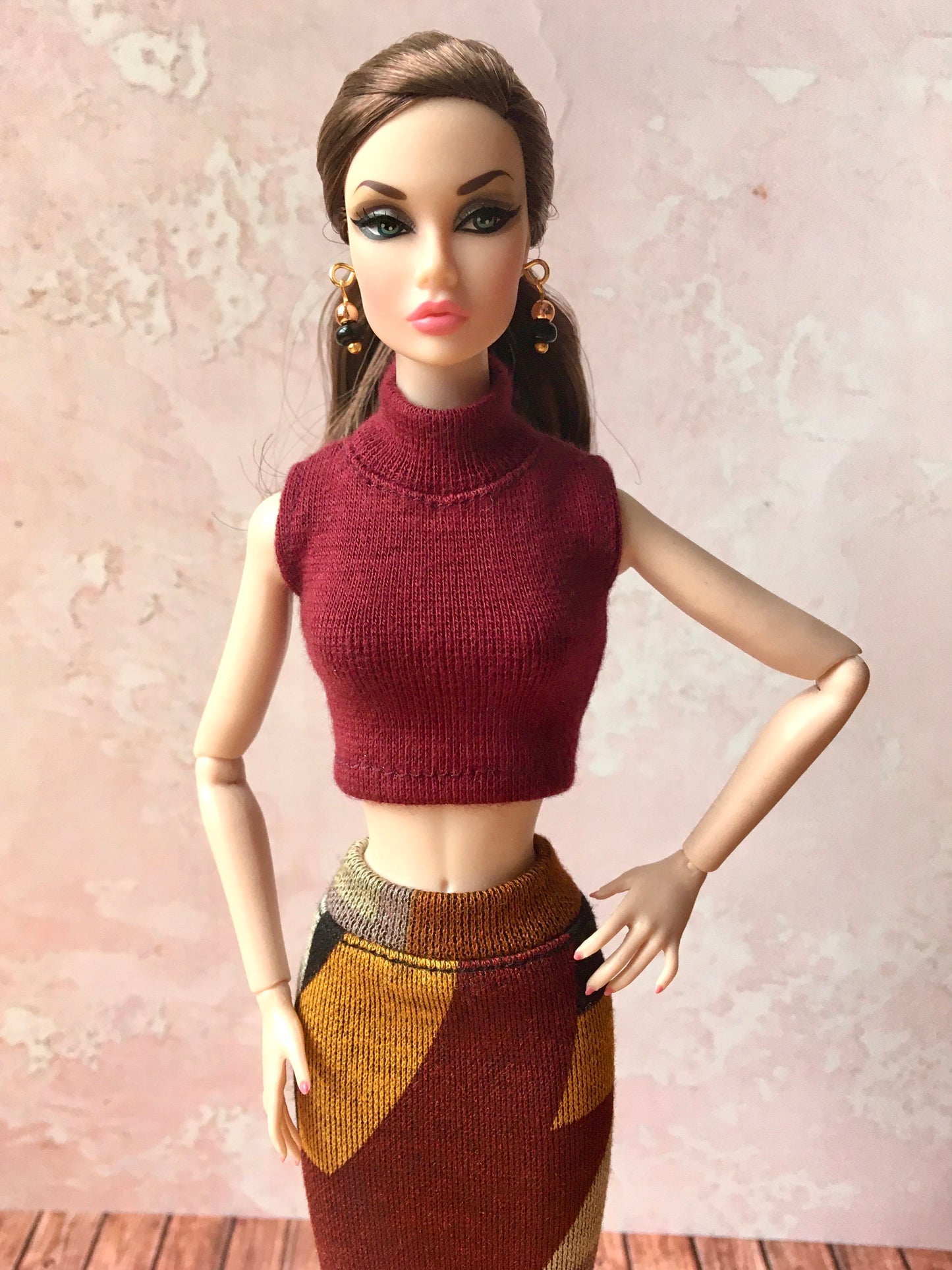 BQ-CHIC – Turtleneck Crop Top for 12" 1/6 Scale Fashion Dolls (Multiple Colors)