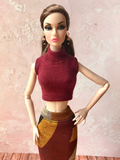 BQ-CHIC – Turtleneck Crop Top for 12" 1/6 Scale Fashion Dolls (Multiple Colors)
