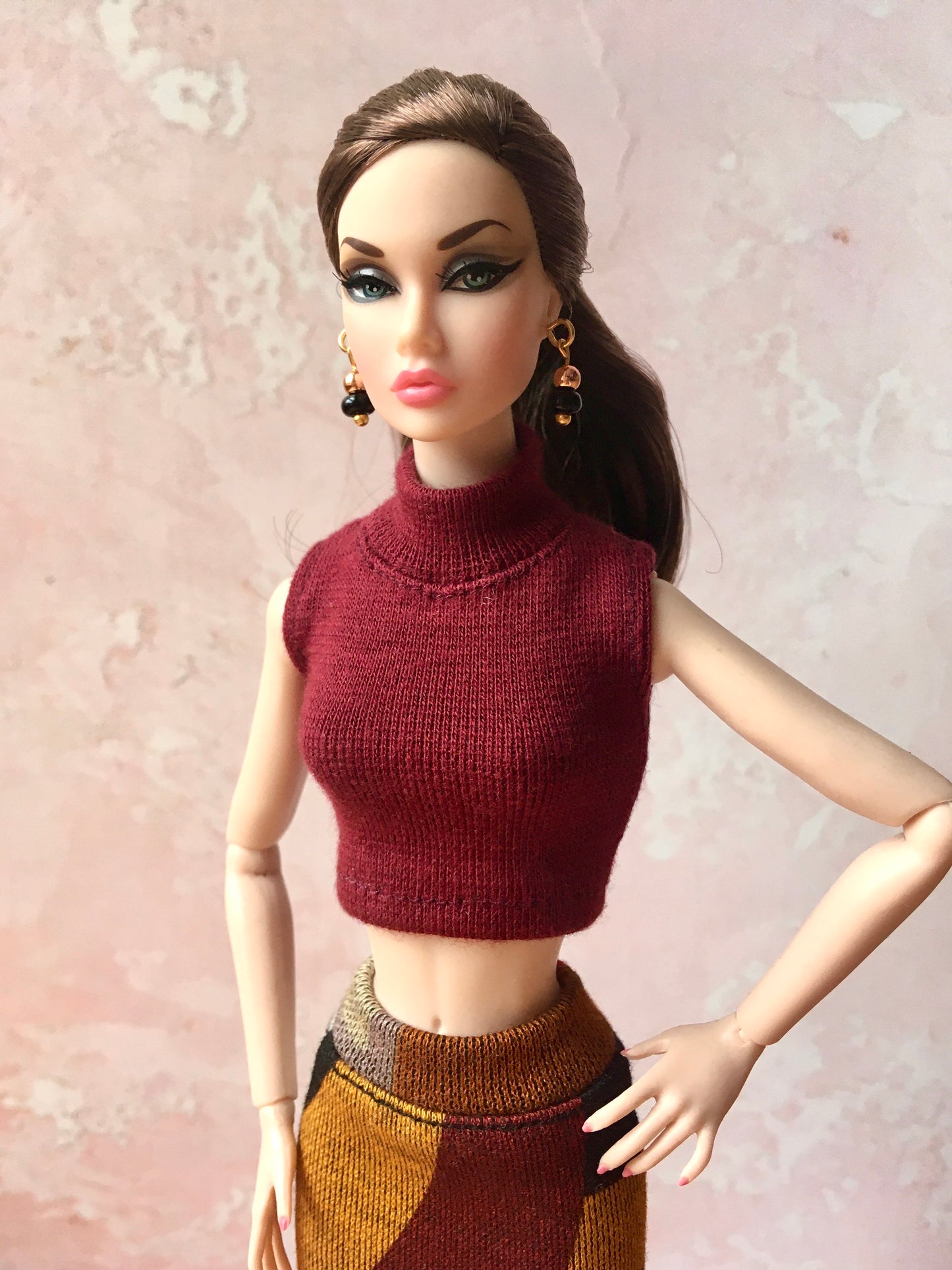 BQ-CHIC – Turtleneck Crop Top for 12" 1/6 Scale Fashion Dolls (Multiple Colors)