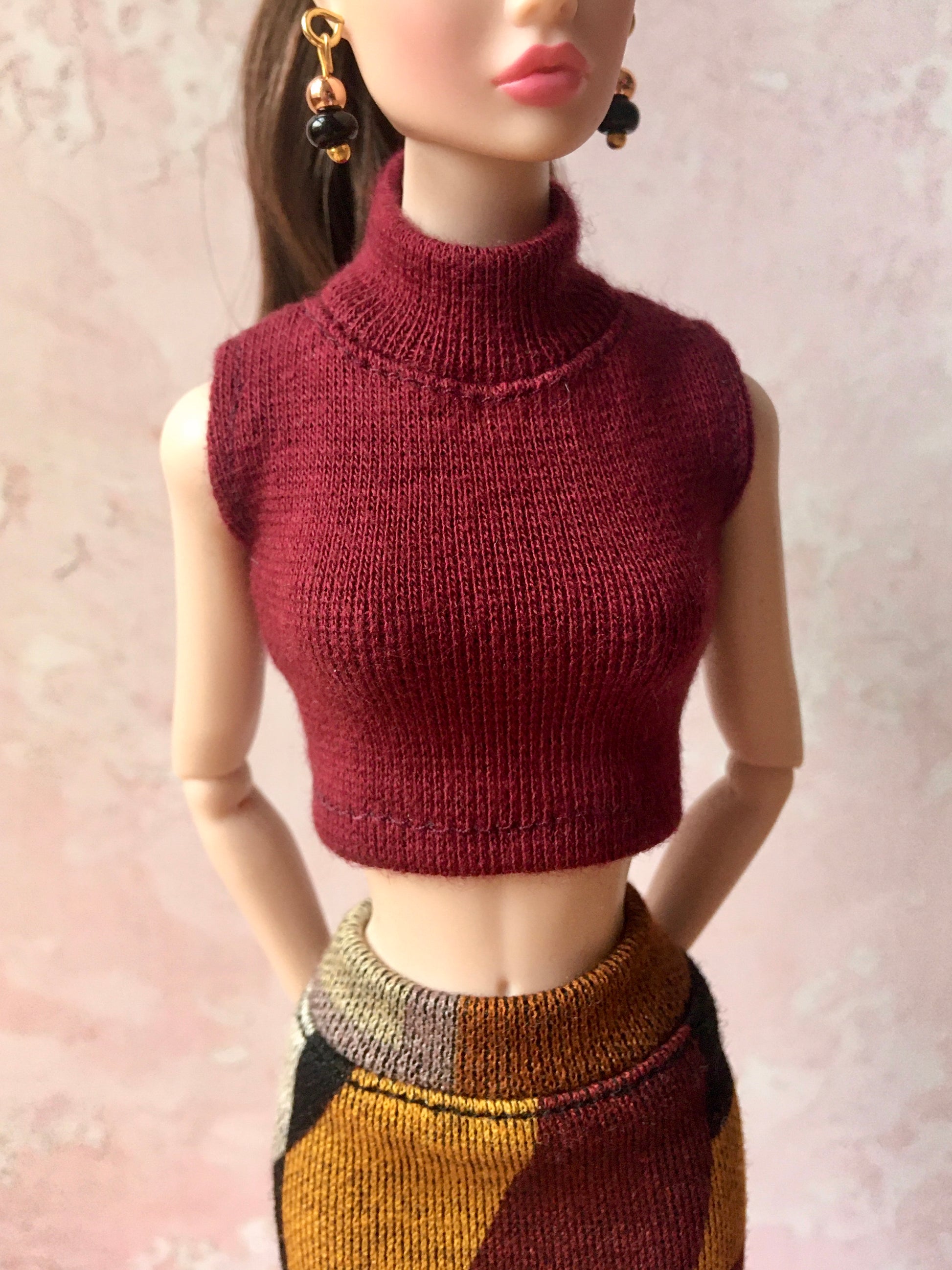 BQ-CHIC – Turtleneck Crop Top for 12" 1/6 Scale Fashion Dolls (Multiple Colors)