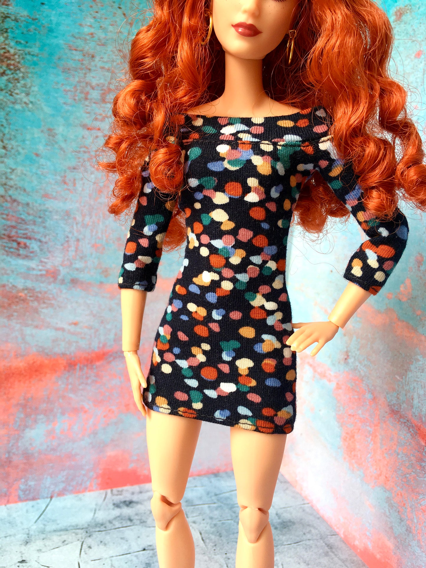BQ-CONFETTI – Mini Off-Shoulder Dress for 11.5" 1/6 Scale Fashion Dolls - www.bouutique.com