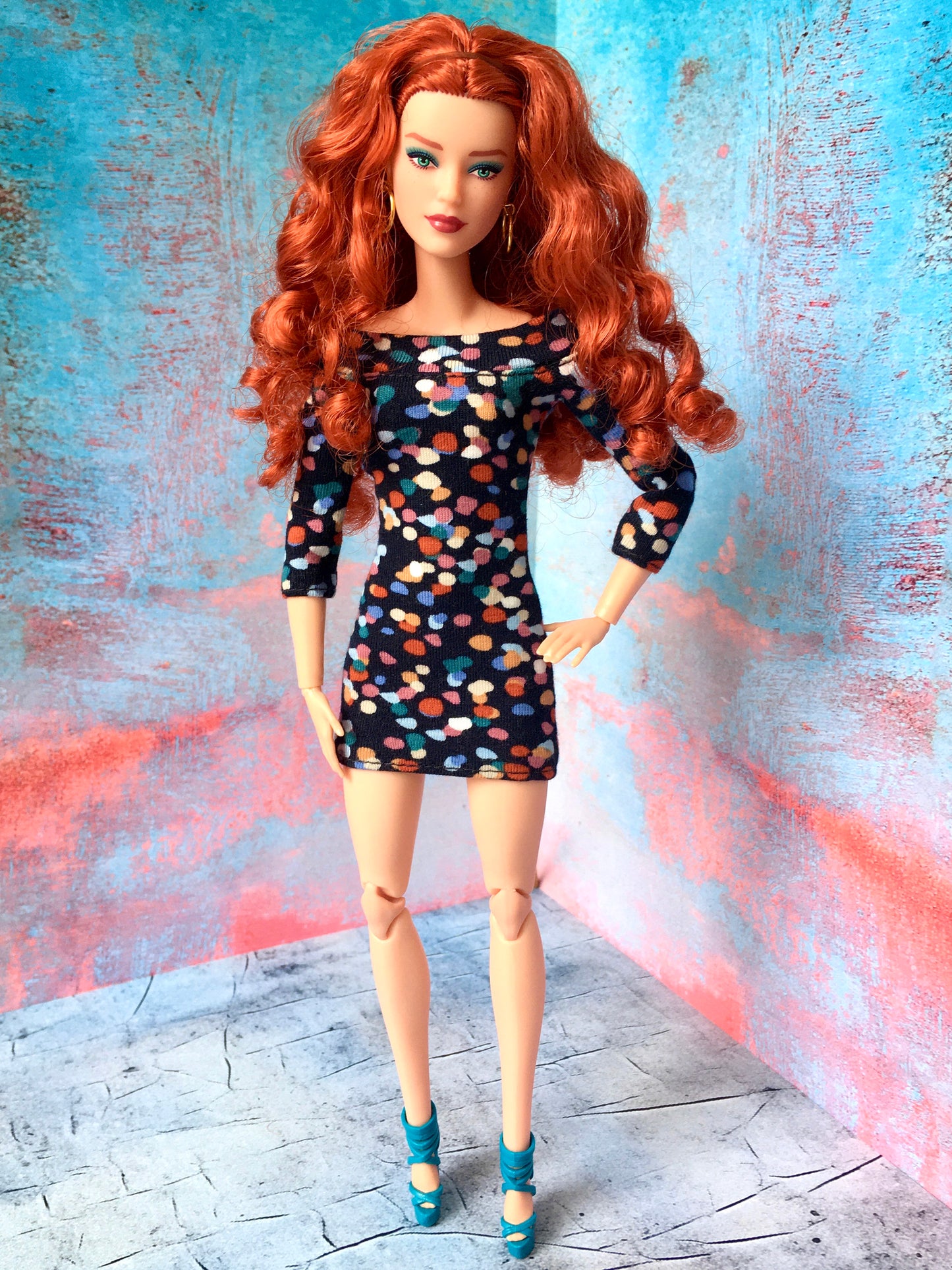 BQ-CONFETTI – Mini Off-Shoulder Dress for 11.5" 1/6 Scale Fashion Dolls - www.bouutique.com