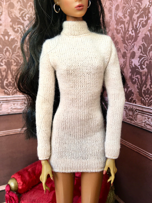 BQ-COZY – Cream Knit Turtleneck Dress for Fashion Dolls - www.bouutique.com