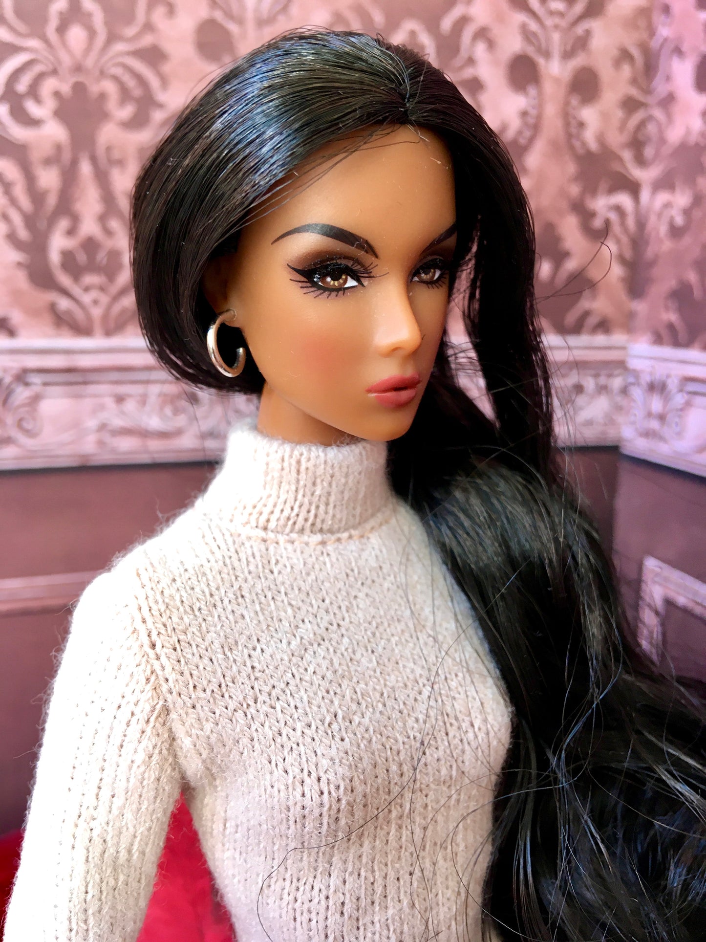 BQ-COZY – Cream Knit Turtleneck Dress for Fashion Dolls - www.bouutique.com