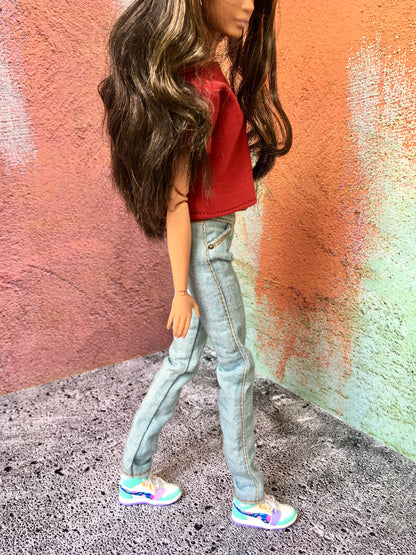 BQ-DENIO – Washed Slim Fit Light Blue Jeans for 11.5" 1/6 Scale Fashion Dolls