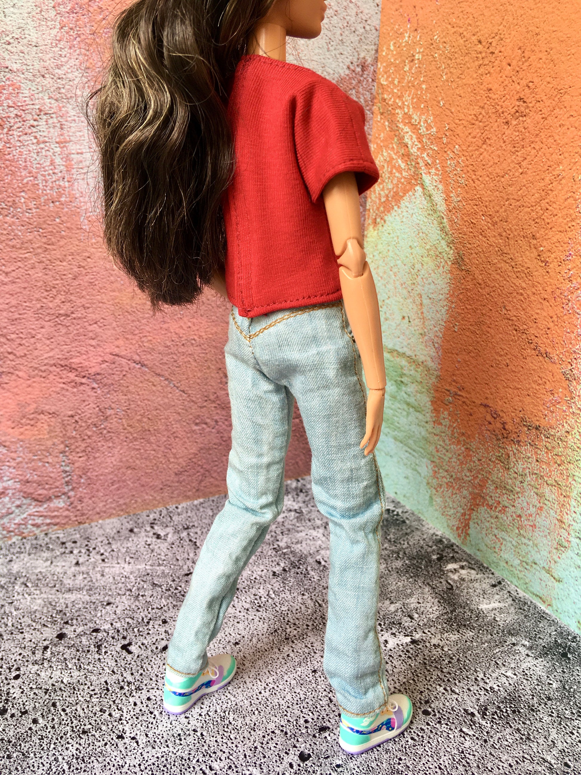 BQ-DENIO – Washed Slim Fit Light Blue Jeans for 11.5" 1/6 Scale Fashion Dolls