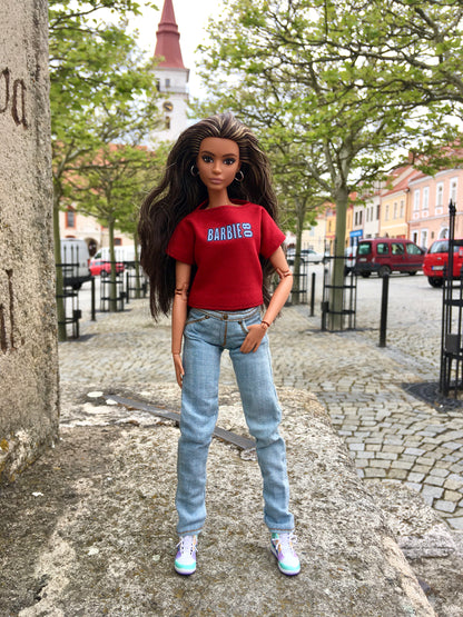 BQ-DENIO – Washed Slim Fit Light Blue Jeans for 11.5" 1/6 Scale Fashion Dolls