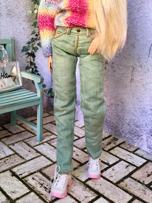BQ-DEREA – Washed Realistic Slim Jeans for 11.5" 1/6 Scale Fashion Dolls
