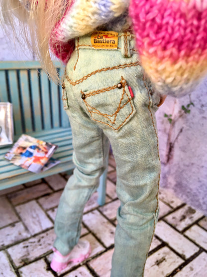 BQ-DEREA – Washed Realistic Slim Jeans for 11.5" 1/6 Scale Fashion Dolls