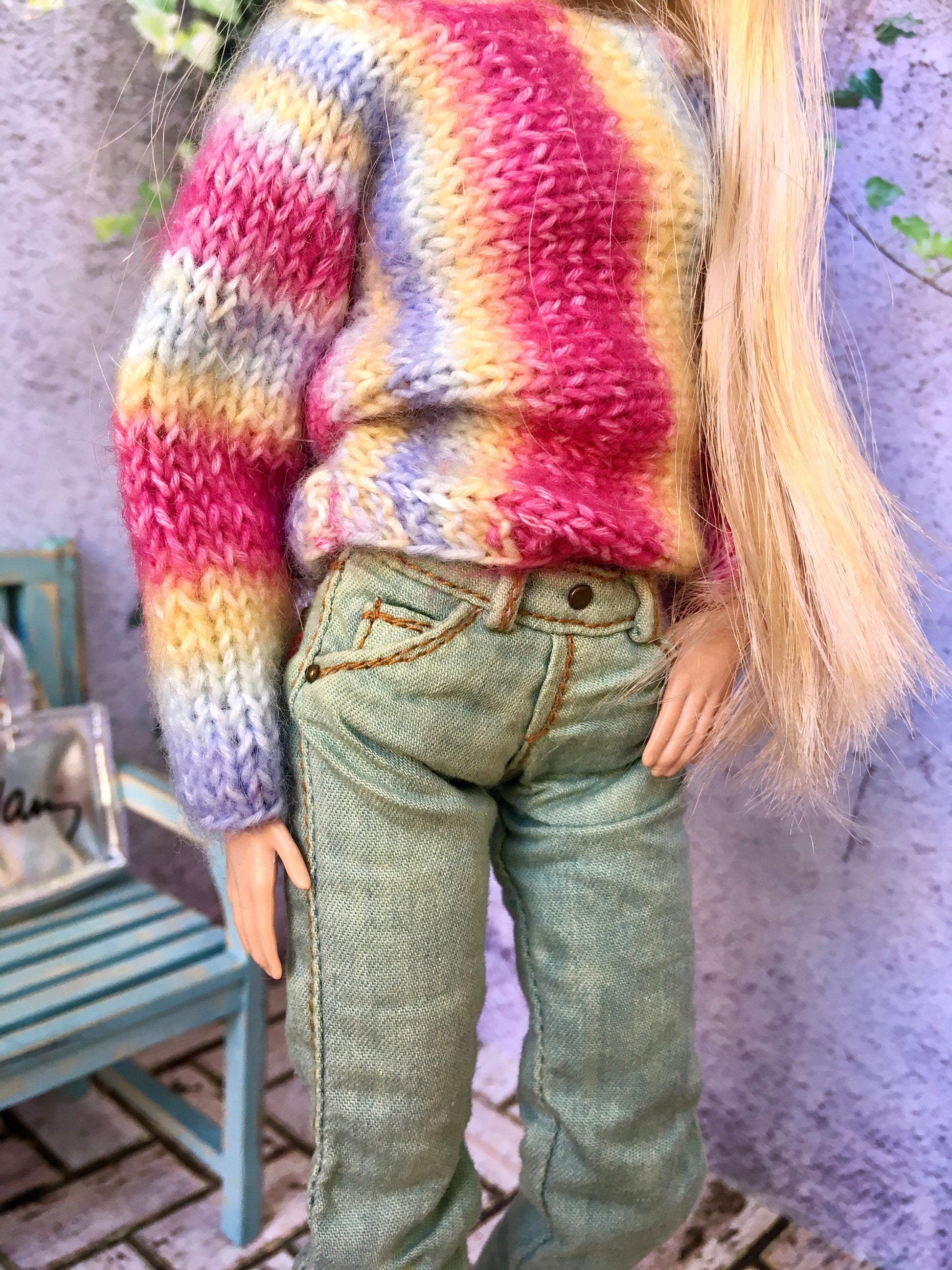 BQ-DEREA – Washed Realistic Slim Jeans for 11.5" 1/6 Scale Fashion Dolls