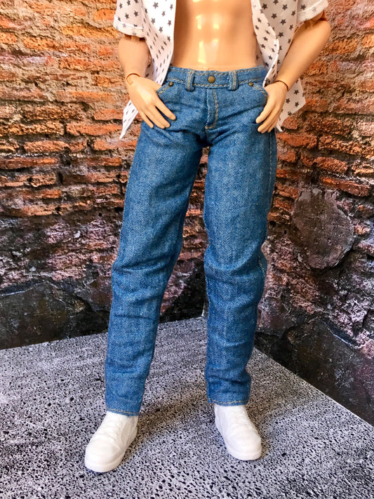 BQ-DERON – Realistic Slim Jeans with Details for 12" 1/6 Scale Ken Dolls