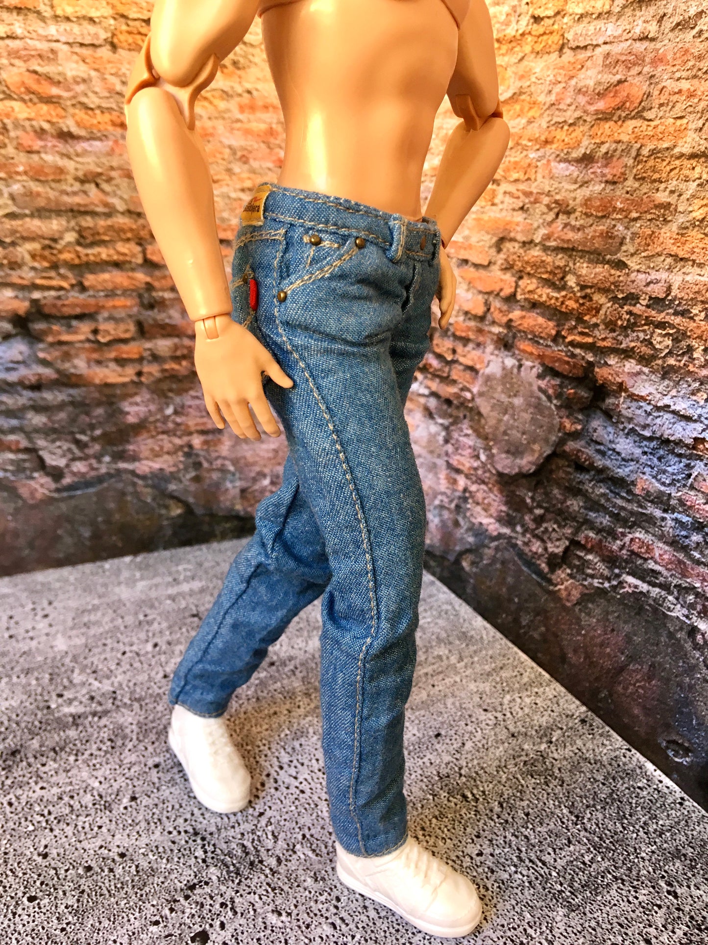BQ-DERON – Realistic Slim Jeans with Details for 12" 1/6 Scale Ken Dolls