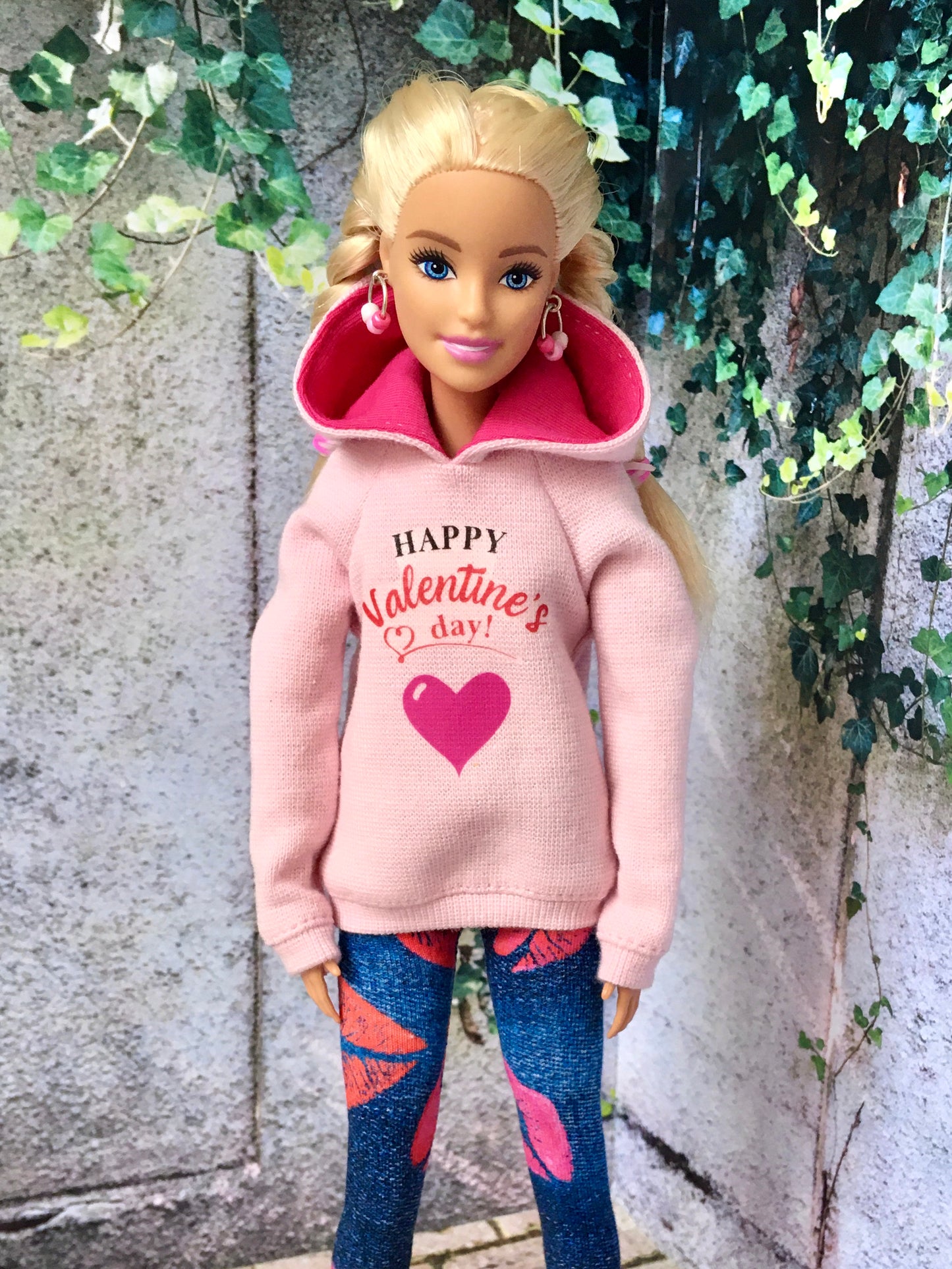 BQ-E21 – Rose Beaded Silver Hoop Earrings for 12" 1/6 Scale Dolls