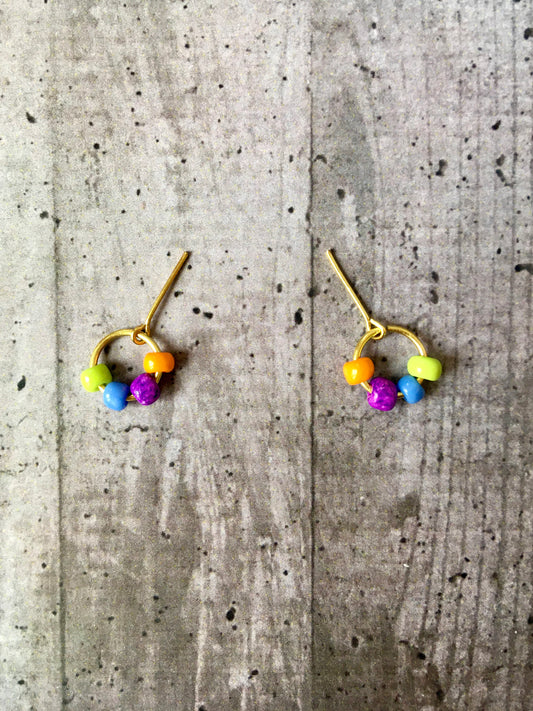 BQ-E25 – Beaded Hoop Earrings in Spring Colors for 12" Fashion Dolls