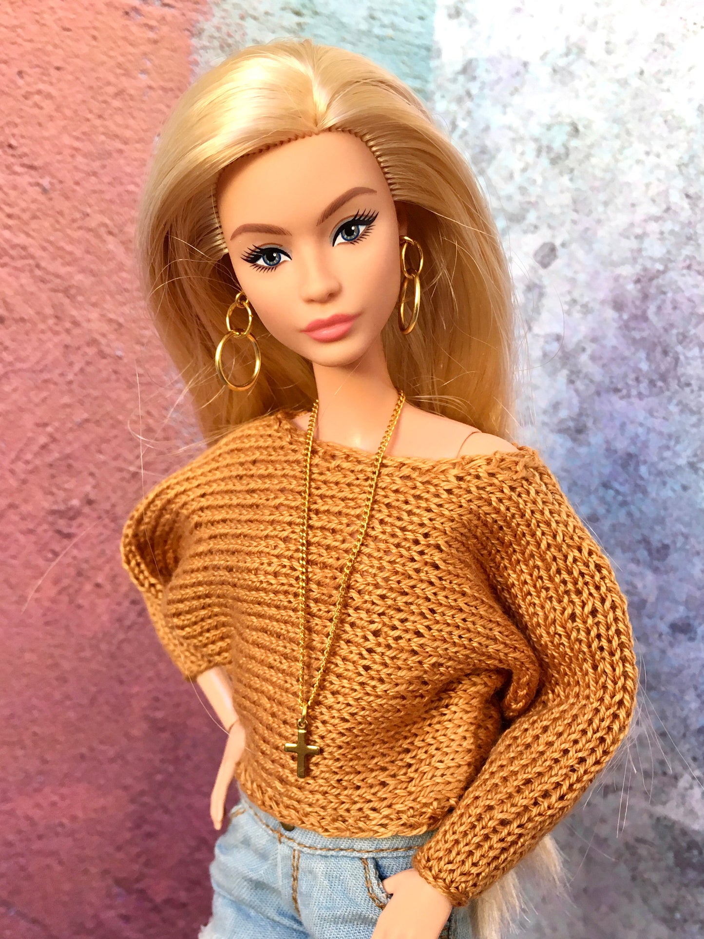 BQ-E29 – Gold Double Hoop Earrings for 11.5" 1/6 Scale Fashion Dolls