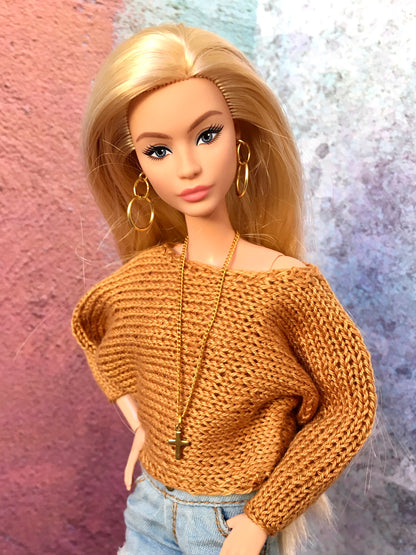 BQ-E29 – Gold Double Hoop Earrings for 11.5" 1/6 Scale Fashion Dolls