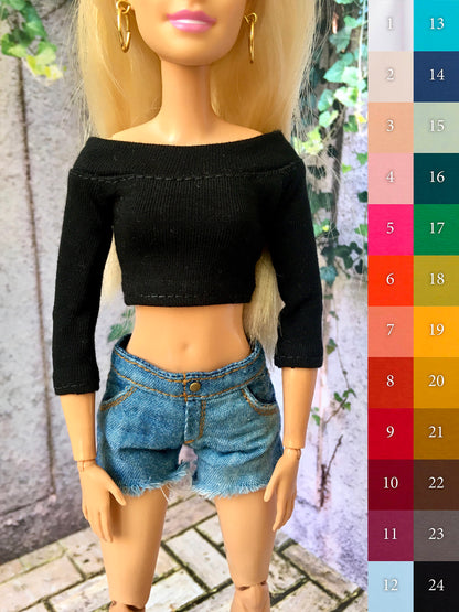 BQ-EBONY – Off-Shoulder Top for 11.5" 1/6 Scale Fashion Dolls - www.bouutique.com
