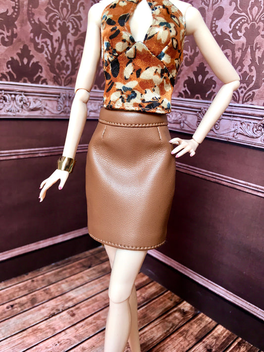 BQ-ELERA – Faux Leather Mini Pencil Skirt for 12" 1/6 Scale Fashion Dolls - www.bouutique.com