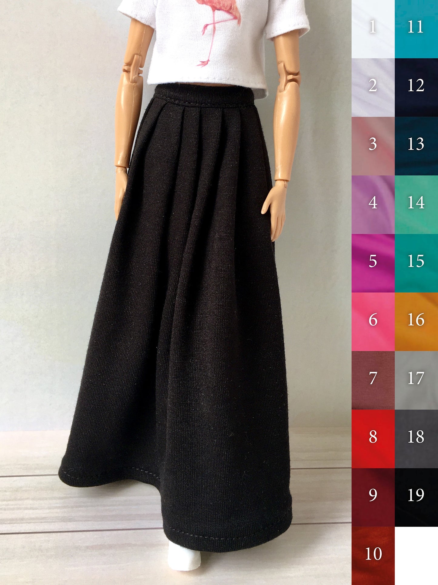 BQ‑ELIYA – Flowy Pleated Long Skirt for 11.5" 1/6 Scale Fashion Dolls - www.bouutique.com