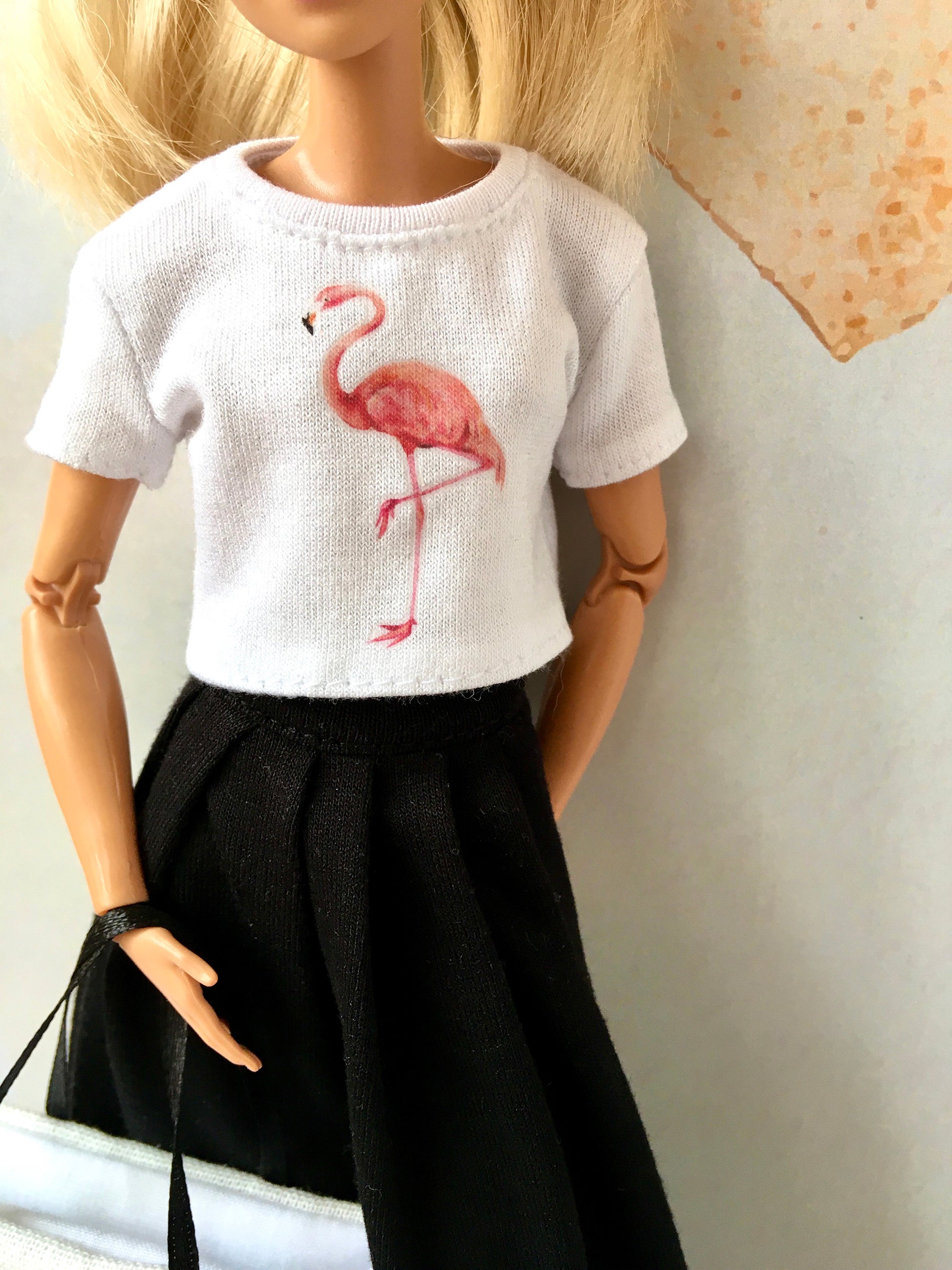 BQ-FLAMI – Baggy Print Thin Crop T-shirt for 11.5" 1/6 Scale Fashion Dolls - www.bouutique.com