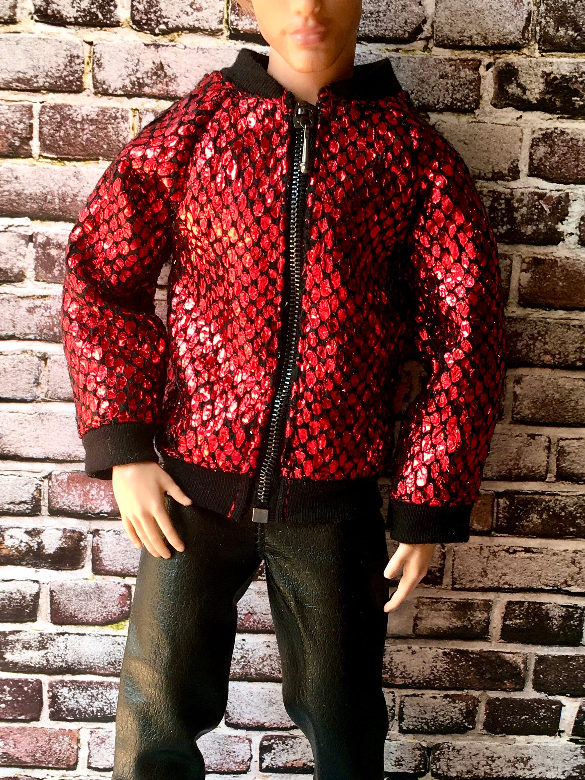 BQ-FLARE – Sequin Bomber Jacket for 12" 1/6 Scale Ken Dolls