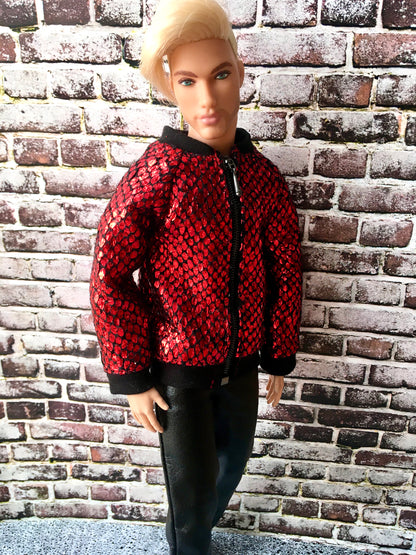 BQ-FLARE – Sequin Bomber Jacket for 12" 1/6 Scale Ken Dolls