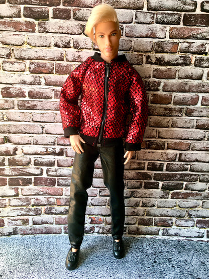 BQ-FLARE – Sequin Bomber Jacket for 12" 1/6 Scale Ken Dolls