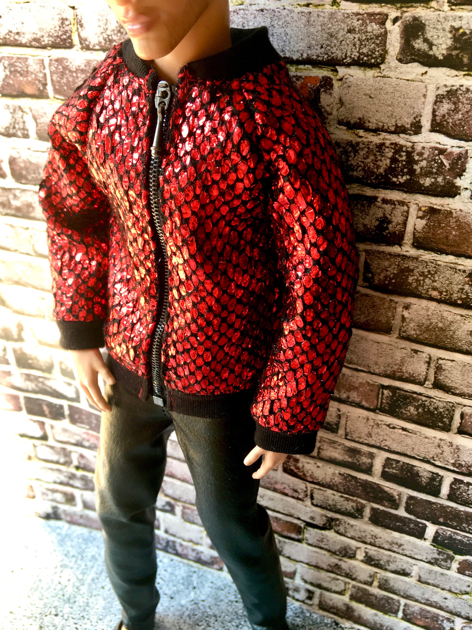 BQ-FLARE – Sequin Bomber Jacket for 12" 1/6 Scale Ken Dolls