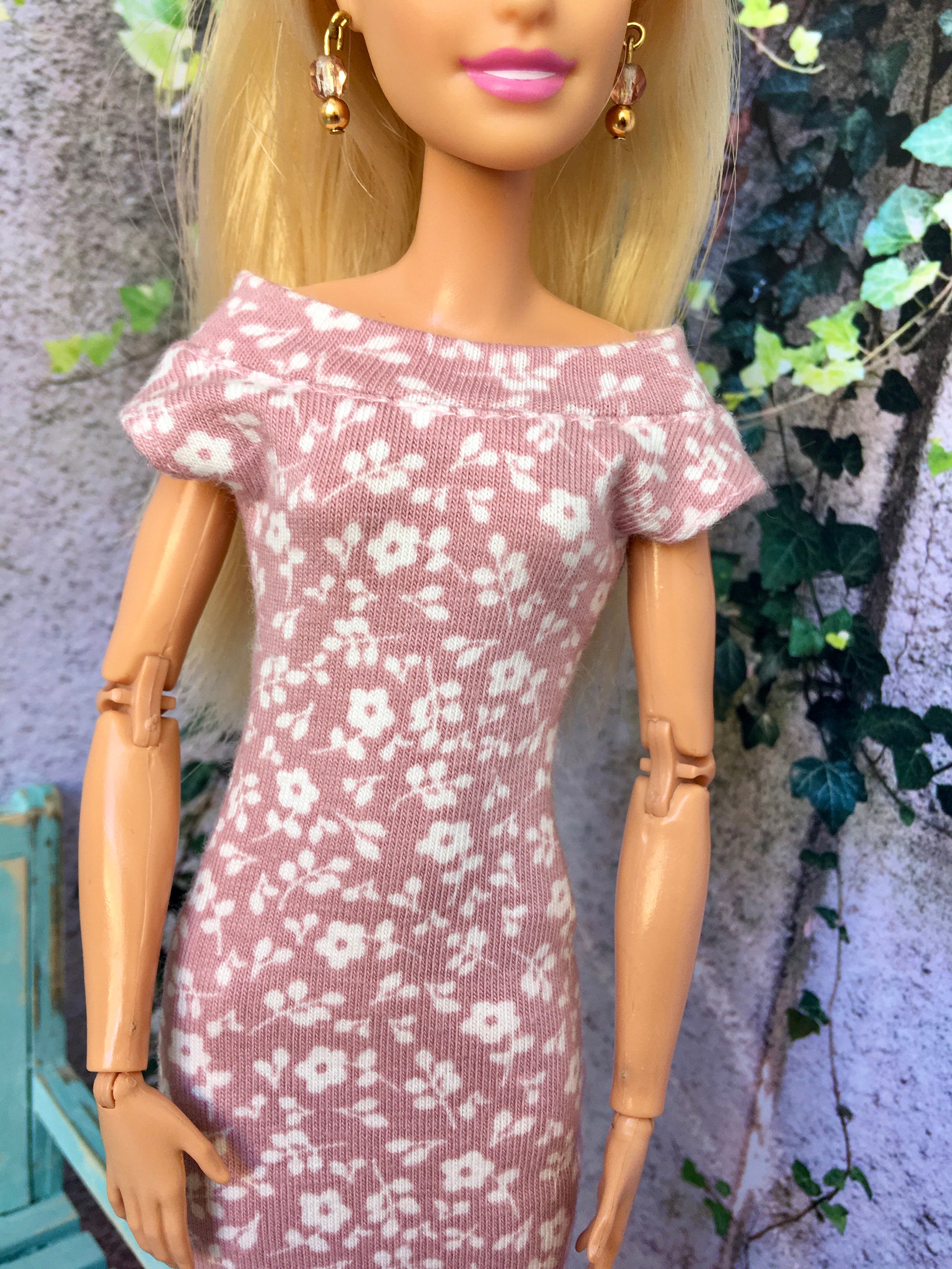 BQ-FLOWER – Floral Midi Off-Shoulder Dress for 11.5" 1/6 Scale Fashion Dolls - www.bouutique.com