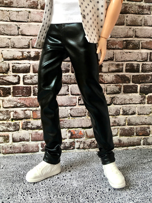 BQ-GLEAM – Glossy Faux Leather Pants for 12" 1/6 Scale Ken Dolls