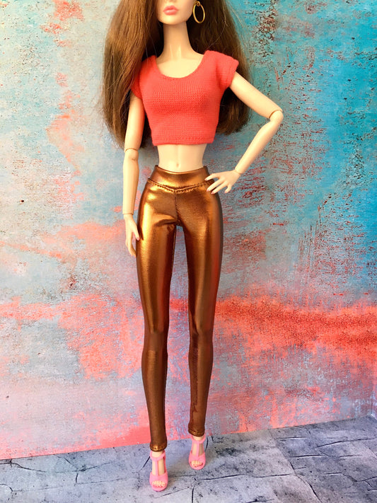 BQ-GLIMMER – Bronze Metallic Leggings for 12" 1/6 Scale Fashion Dolls - www.bouutique.com