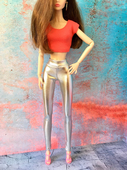 BQ-GLIMMER – Silver Metallic Leggings for 12" 1/6 Scale Fashion Dolls - www.bouutique.com