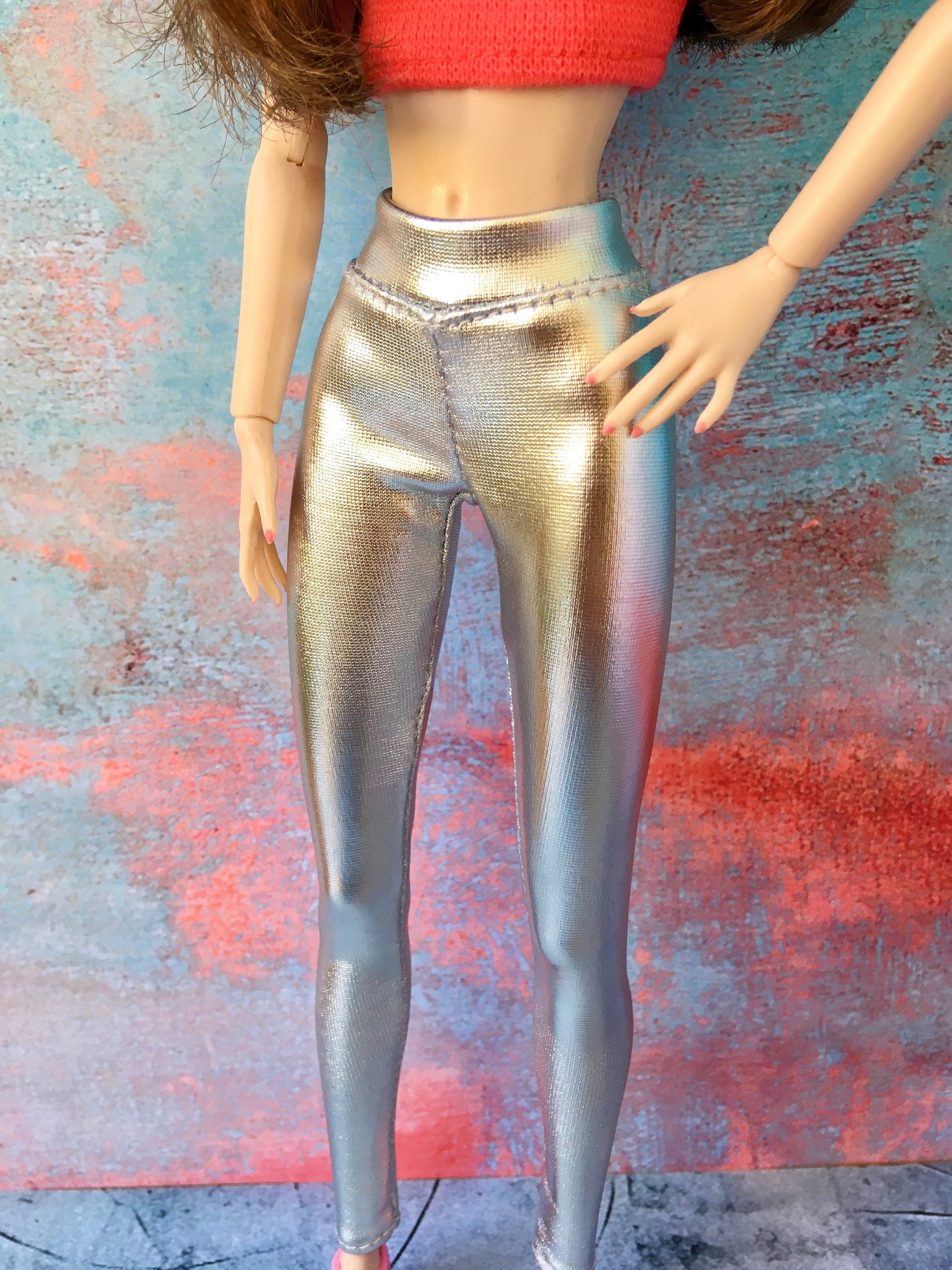 BQ-GLIMMER – Silver Metallic Leggings for 12" 1/6 Scale Fashion Dolls - www.bouutique.com