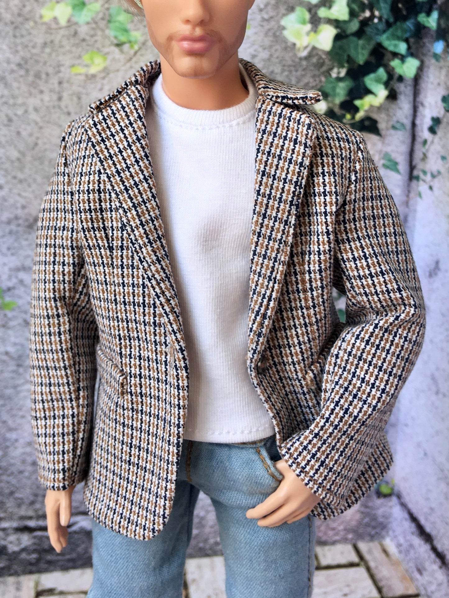 BQ-HARLOW – Checkered Cotton Blazer for 12" 1/6 Scale Ken Dolls - www.bouutique.com