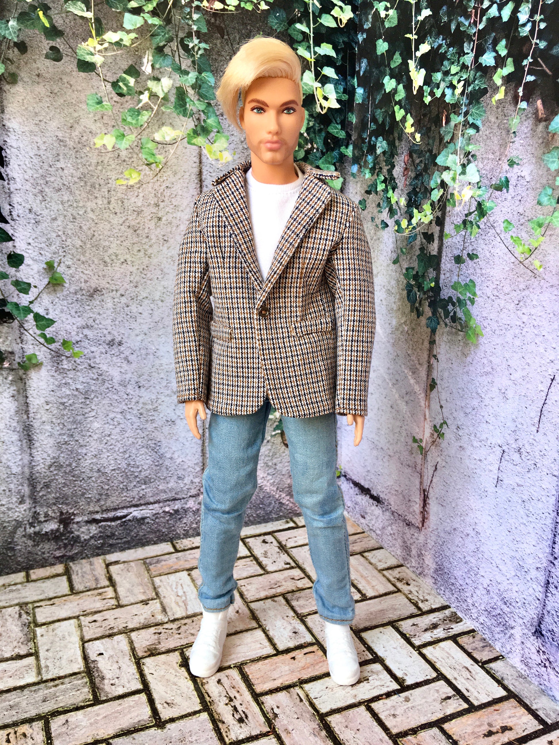 BQ-HARLOW – Checkered Cotton Blazer for 12" 1/6 Scale Ken Dolls - www.bouutique.com