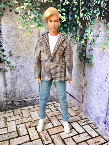 BQ-HARLOW – Checkered Cotton Blazer for 12" 1/6 Scale Ken Dolls - www.bouutique.com