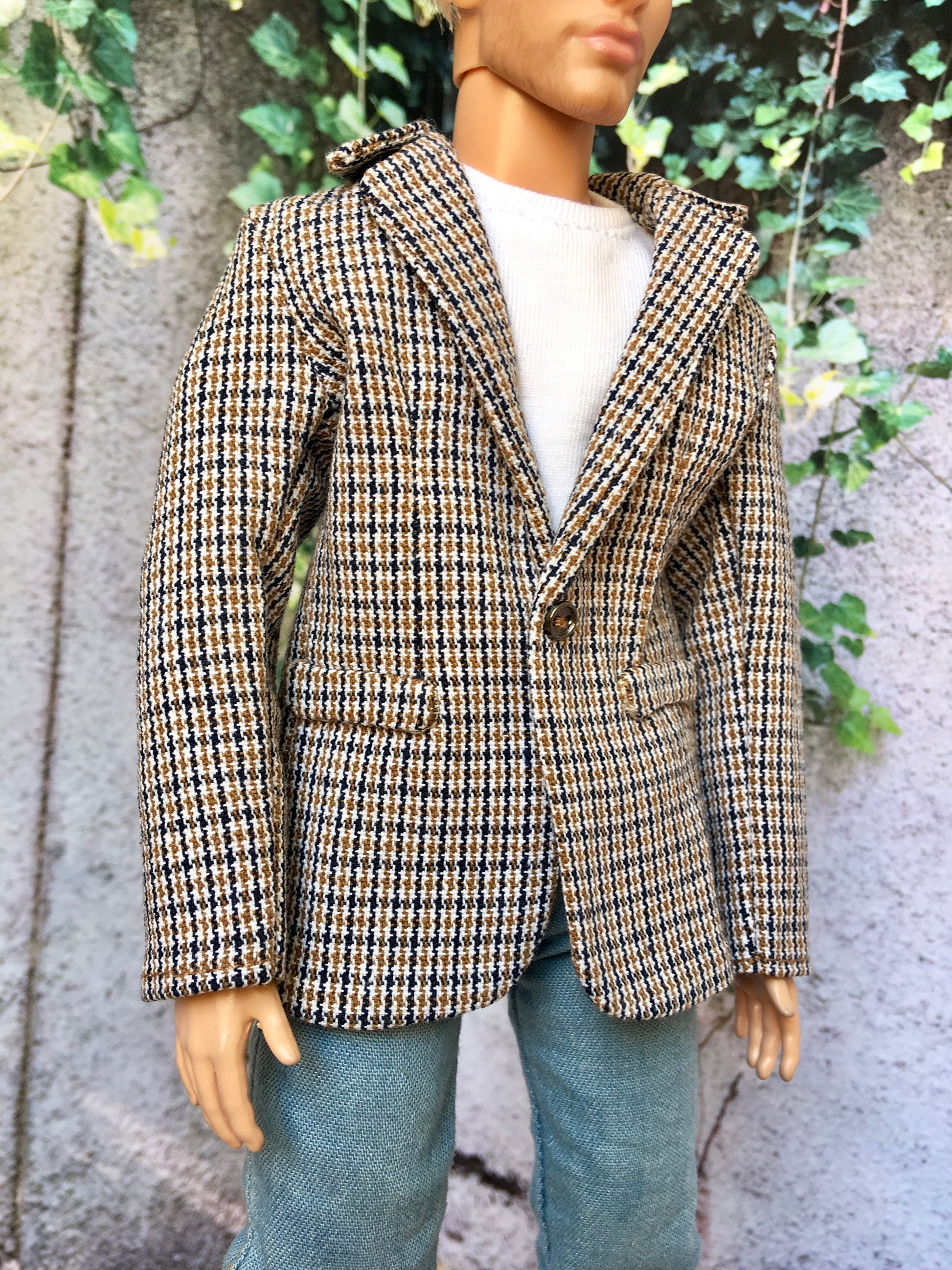 BQ-HARLOW – Checkered Cotton Blazer for 12" 1/6 Scale Ken Dolls - www.bouutique.com