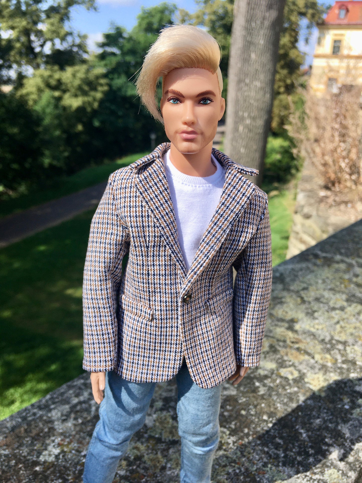 BQ-HARLOW – Checkered Cotton Blazer for 12" 1/6 Scale Ken Dolls - www.bouutique.com