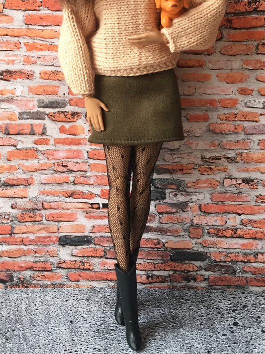 BQ-HAZEL – Faux Suede A-line Skirt for 11.5" 1/6 Scale Fashion Dolls - www.bouutique.com