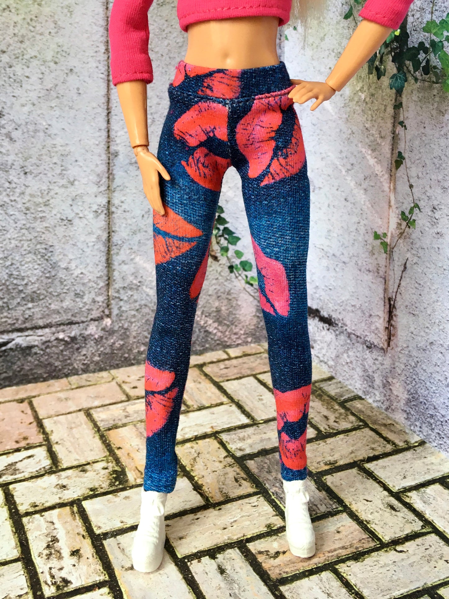 BQ-KISS – Lip Print Stretch Leggings for 11.5" 1/6 Scale Fashion Dolls
