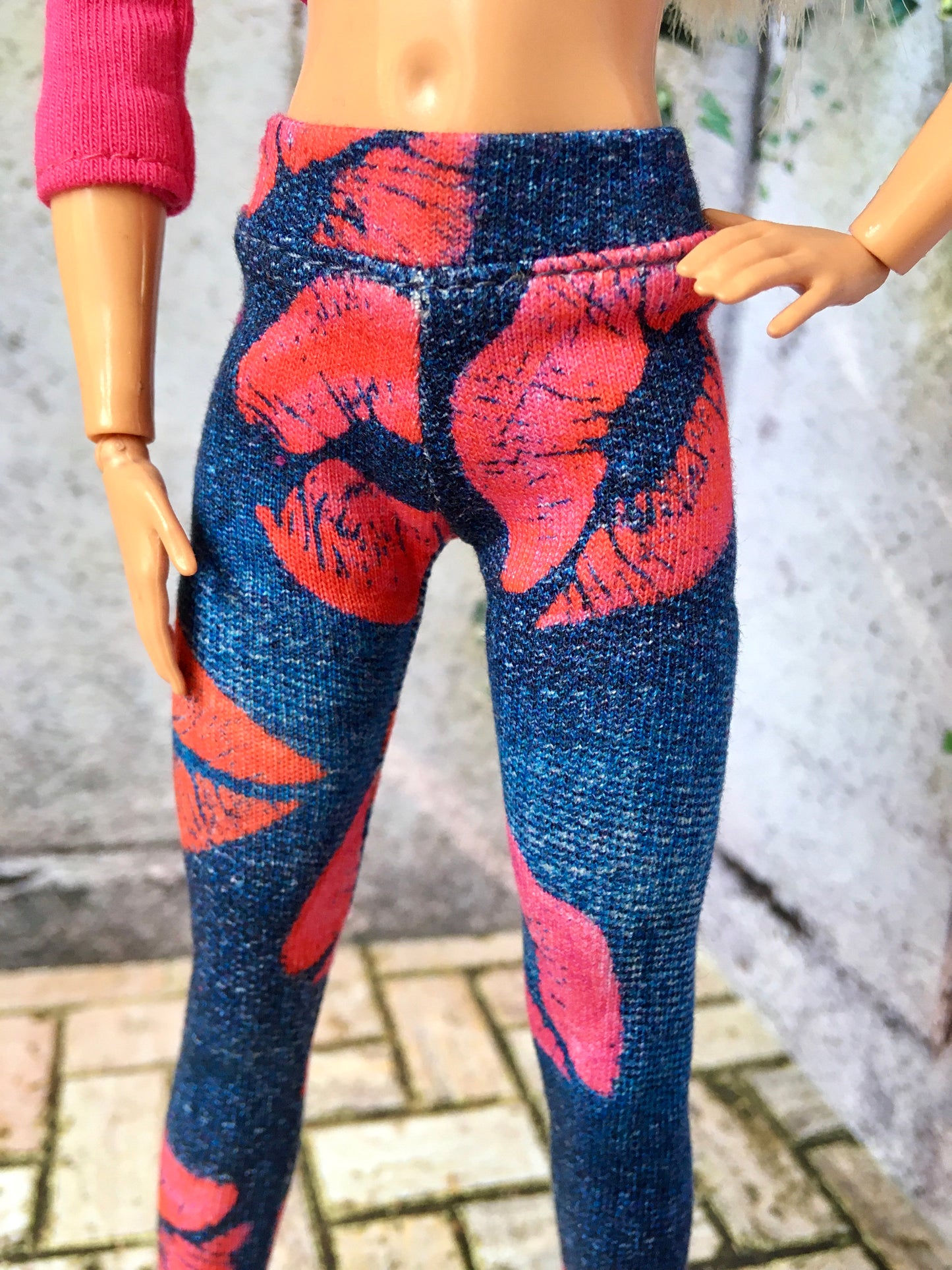 BQ-KISS – Lip Print Stretch Leggings for 11.5" 1/6 Scale Fashion Dolls