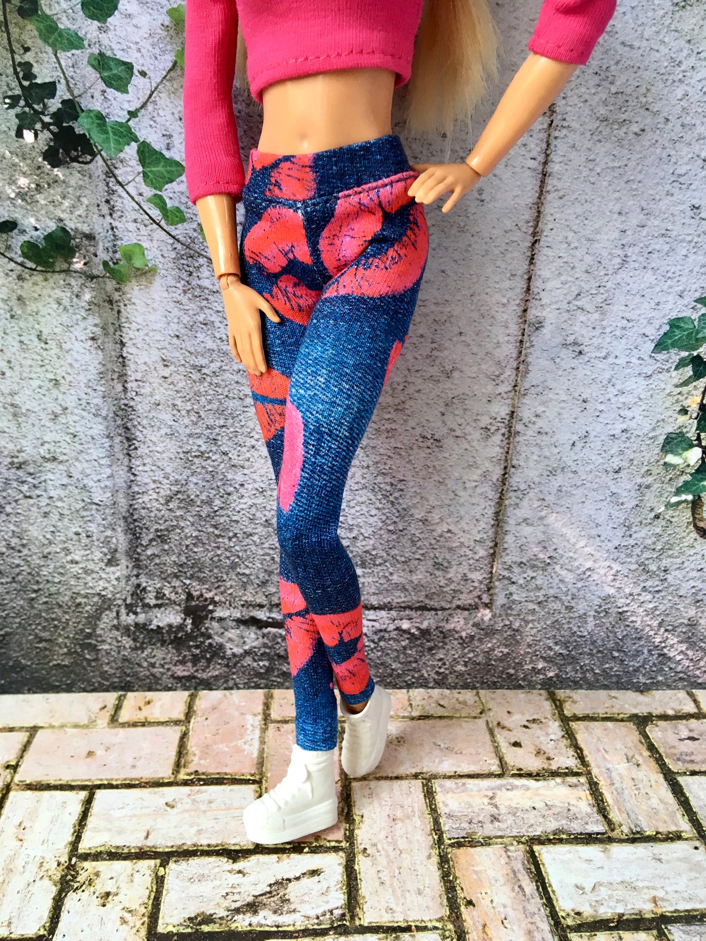 BQ-KISS – Lip Print Stretch Leggings for 11.5" 1/6 Scale Fashion Dolls