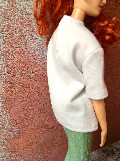 BQ-KITSA – Cat Print Oversized T-Shirt for 11.5" 1/6 Scale Dolls